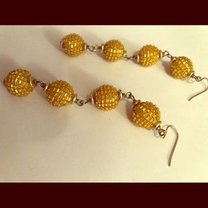 Gold ball drop earring